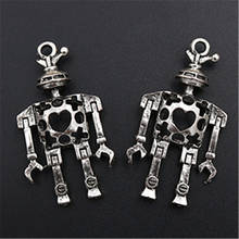 WKOUD 4pcs Silver Plated Messenger Robot Glamor Necklace Key Chain DIY Jewelry Alloy Pendants A673 2024 - buy cheap