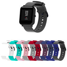 Спортивный силиконовый ремешок 20 мм для Xiaomi Huami AMAZFIT Bip Pace Lite версия Смарт-часы сменный ремешок резиновый браслет ремень 2024 - купить недорого