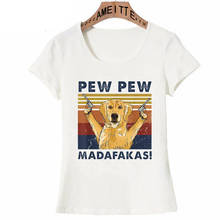 Vintage Humour Golden Retriever Pew Madafakas Funny Dog Lover T-Shirt Women Short Sleeve Cute Girl Casual Top Hip Hop White Tees 2024 - buy cheap
