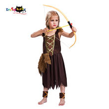 Eraspooky Purim Carnival Viking Cosplay Girls Medieval Hunter Dress Halloween Costume For Kids Cavegirl 2024 - buy cheap