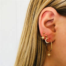 ALYXUY Trendy Crystal Star Moon Stud Earrings Set For Women Geometric Hanging Earrings  2019 Fashion Jewelry Girl Accessories 2024 - buy cheap