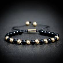 2020 Fashion Men Charm Copper Bracelets Simple Handmade Bead Bracelet Black Men Jewelry Pulseira Masculina 2024 - buy cheap