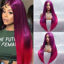 XUMOO Ombre Purple Pink Synthetic Wig High Temperature Fiber Long Straight Full Machined Wig Cosplay Wigs For Black Women 2024 - buy cheap