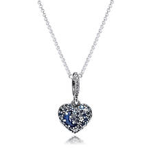 Blue Moon & Stars Heart Necklace 2020 Choker Jewelry Components Long Chain 100% Real Silver S925 Necklace for Women 2024 - buy cheap