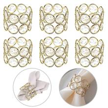 6Pcs /lot Napkin buckle wedding plate crystal paper towel ring crystal Napkin Ring gold color 2024 - купить недорого