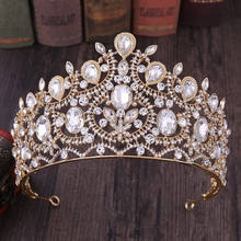 Baroque Luxury Crystal Wedding Crown Hairbands Fashion Classic Gold Bridal Hair Accessories Princess Crowns Bride Tiaras 2019 2024 - buy cheap