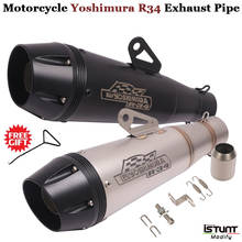Yoshimura r34 tubo de escape 51mm universal, escape da motocicleta modificado, moto para z650 z900 er6n cbr1000rr cbr650f r1 r6 s1000rr 2024 - compre barato