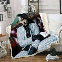 Singer Marilyn Manson 3D Sherpa Blanket Velvet Plush Throw Fleece Blanket Bedspread Couch Sofa Quilt Cover Travel Bedding 009 2024 - buy cheap