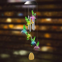 Solar Powered Led Light Color Changing Outdoor Hummingbird Butterfly Wind Chimes Light Exterior Garden Decoration