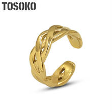 TOSOKO Stainless Steel Jewelry Knot Staggered Ring Women's Fashion Opening Ring BSA197 2024 - buy cheap