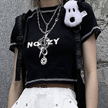 Harajuku Letter Punk Dark Print T-Shirt Women Short Sleeve Slim Crop Top Goth Hip Hop Black Y2K INS Streetwear Cotton Clothes 2024 - buy cheap