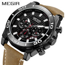 New Men Watches MEGIR Top Brand Luxury Quartz Mens Wristwatches Leather Military Chronograph Date Male Relogio Masculino 2094G 2024 - buy cheap