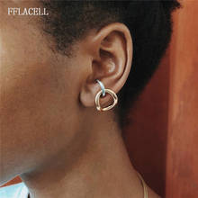 FFLACELL-pendientes Vintage dorados de doble capa para mujer, con gancho geométrico de cristal, 2020 2024 - compra barato