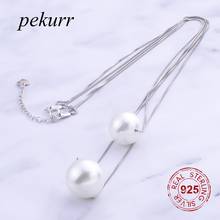 Pekurr, 925 пробы, серебряное, 12-14 мм, двойное, круглое, пресноводное, жемчужное ожерелье для женщин, коробка, цепочка, подвеска, для девушек, элегантное, хорошее ювелирное изделие 2024 - купить недорого