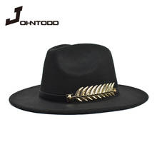 Chapéu tipo fedora, chapéu clássico, vintage, de feltro, redondo, preto, vermelho, unissex, para homens e mulheres 2024 - compre barato