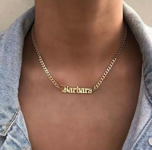 Collar de placa con nombre personalizado para mujer, cadena cubana de acero inoxidable con nombre de fuente antigua en inglés, bisutería para mujer 2024 - compra barato