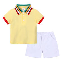 Conjunto infantil de verão, roupas para meninos, conjunto com shorts para esporte, fantasia de 1 ° aniversário para crianças pequenas, conjunto de roupas para meninos mb526 2024 - compre barato