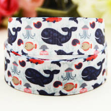 7/8'' 22mm,1" 25mm,1-1/2" 38mm,3" 75mm Fish Printed grosgrain ribbon party decoration 10 Yards X-02517 2024 - buy cheap