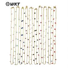 WT-N1203 WKT Multicolor Optional Crystal Beads Chain And Necklace In High Quality Gold Electroplated For Women Necklace Findings 2024 - buy cheap