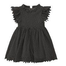 Vestido de renda para crianças, princesa, pom, vestido para crianças, trajes florais pequenos, preto, linha a, roupas infantis 2024 - compre barato