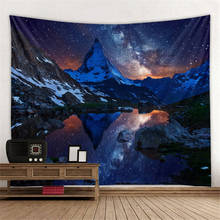 Tapiz de galaxia para habitación en la pared, tapiz de tela, paisaje de montaña, cielo estrellado, alfombra psicodélica, decoración del dormitorio 2024 - compra barato