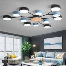 New Arrival Modern LED Chandelier With Round Gray Metal Lampshades For Living Room Nordic Ceiling Mounted Bedroom Lustre 2024 - buy cheap