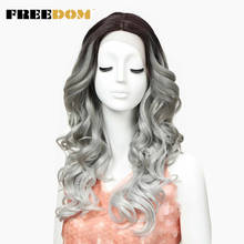 FREEDOM Hair синтетический парик для женщин 24 дюйма кружевные передние парики для черных женщин Длинные свободные волны термостойкие синтетические волосы парики 2024 - купить недорого