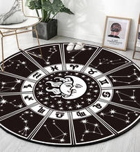 Nórdico preto e branco linha astrolabe tapete redondo antiderrapante sala de estar quarto ao lado mesa de café sofá grande área tapetes decoração 2024 - compre barato