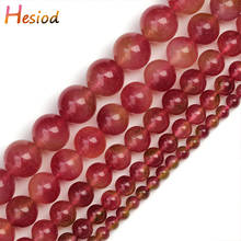 Hesiod-Cuentas redondas de piedra Natural de ágata roja, abalorios sueltos de ónix de cornalina para la fabricación de joyas, pulseras y collares, 4/6/8/10/12mm 2024 - compra barato