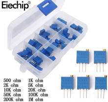 50pcs/lot 3296W series 500R 1K 2K 5K 10K 20K 50K 100K 200K 1M multi-turn potentiometer 10K Variable resistors  With box set 2024 - buy cheap