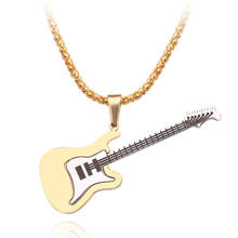 One PC Punk Guitar Necklace for Guys Stainless Steel Pendant Necklace Fashion Street Hiphop Rock Men Women Jewelry Wholesale 2024 - buy cheap