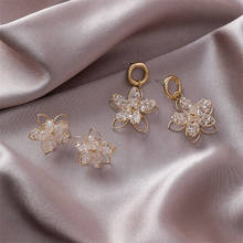 Crystal Flower Drop Earrings Geometric Metal Statement Brincos Female Accessories Earrings Party jewelry  tassle earrings 2024 - buy cheap