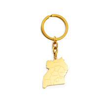 Брелок Anniyo с картой Уганды, брелок золотого цвета, кольцо для ключей, ювелирные изделия 2024 - купить недорого