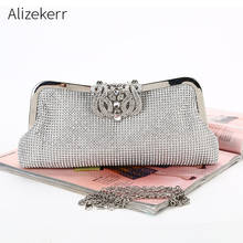 Bolsa de mão com clipe de strass feminina, bolsa de mão nova, elegante, feita à mão, coroa, macia, jantar, para mulheres, festa de casamento 2024 - compre barato