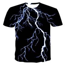 Nova gola redonda camiseta masculina de alta qualidade de manga curta lightning flame 3d impressão moda bonito camiseta masculina 2024 - compre barato