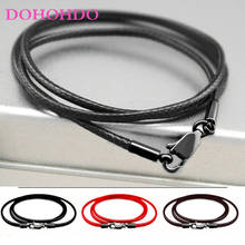 3pcs/lots 40-60cm 1mm 2mm 3mm Necklace Cord Leather Waxed Cord Black Lobster Clasp Connector Leather Rope Chain For DIY Jewelry 2024 - buy cheap