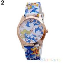 Vintage Women Watch Flower Print Silicon Band Clock Arabic Numerals Alloy Dial Quartz Wrist Watch reloj mujer Ladies Watch 2024 - buy cheap