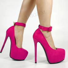 BERZIMER Women Platform Pumps Ankle Straps Faux Suede Party Dress Prom Ladies Sandals Unisex Shoes Woman Big Size 44 46 50 51 52 2024 - buy cheap