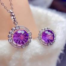 New Arrvial 100% Natural And Real Amethyst jewelry set Natural Real Amethyst 925 sterling silver 1pc pendant,1pc ring 2024 - buy cheap