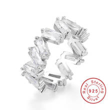 Estilo Hot 925 Sterling Silver Pedras brancas CZ de Noivado de Zircão jóias Mulheres Eternidade Banda de Empilhamento anéis para Casamento tamanho 5 -10 2024 - compre barato