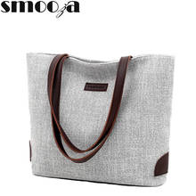 SMOOZA модная холщовая Большая вместительная женская сумка, большие сумки на плечо, повседневные вместительные сумки, женская сумка, высокое качество, Повседневная Сумка-тоут 2024 - купить недорого