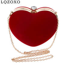 Acrylic heart velvet women evening bags with handle handbags red wedding clutch shoulder chain luxury party bags 2024 - buy cheap
