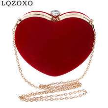 Bolsos de noche de terciopelo con corazón acrílico para mujer, bolso de mano con asa, rojo, para boda, cadena de hombro, de lujo para fiesta 2024 - compra barato