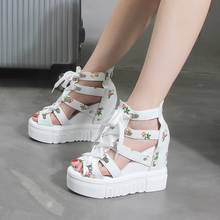 Zapatos de cuña para mujer Sandalias para mujer tacones altos zapatos de verano 2019 chaissures Femme sandalias de plataforma zapatos blancos 2024 - compra barato