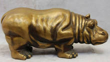 914+++China Brass Copper Carved Animal Hippo Hippopotamus River Horse behemoth Statue 2024 - buy cheap