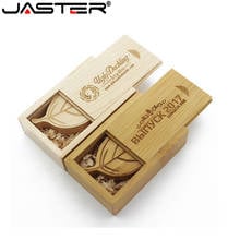 JASTER-memoria USB 2,0 (1 pieza con logotipo gratis), pendrive con forma de hoja de madera + caja usb flash drive, hojas, 8GB, 16GB, 32GB, 64GB, regalo 2024 - compra barato