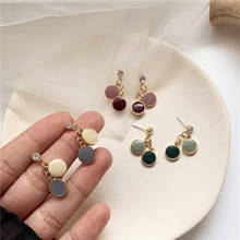 Brincos de haste redondos para mulheres, brincos pequeno de cristal geométricos enrugados da moda coreia, cores da moda, joias femininas 2024 - compre barato