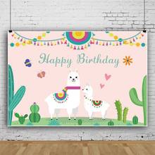 Fondo de Cactus de Llama para fiesta de cumpleaños, suministros de decoración de fotomatón de Alpaca, divertido 2024 - compra barato