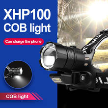 Lanterna de cabeça xhp100-x recarregável, lanterna com led de alta potência, usb 18650, farol dianteiro 2024 - compre barato