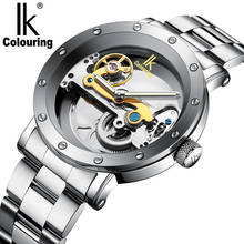 IK Colouring-Reloj de pulsera automático para hombre, cronógrafo mecánico de acero inoxidable, resistente al agua, con esqueleto Masculino, regalo 2024 - compra barato
